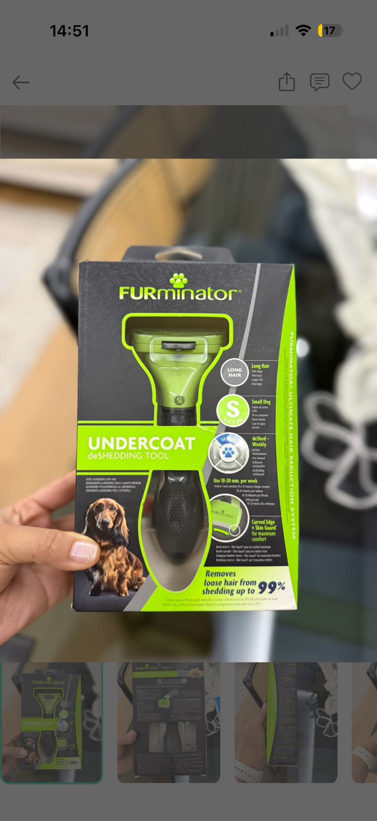 Furminator Köpek Tarağı Small / Long Hair — fotoğraf 1